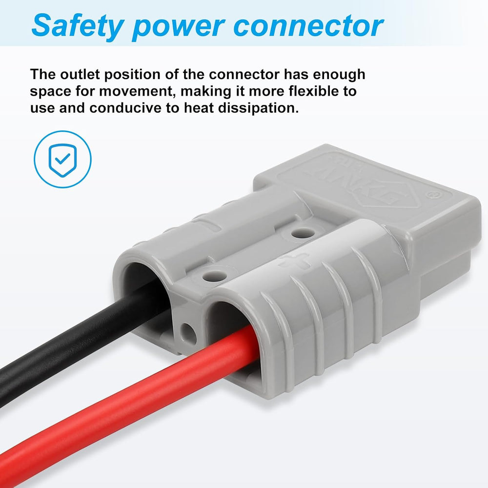 2Pcs 50Amp 8Awg Battery Quick Connect with O Ring Terminal 40cm/1ft Quick Connect Battery Connector for Carts, Sightseeing Car, Batteries, Motors,Tractors（Grey）