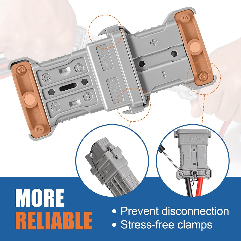 50A IP68 Waterproof Battery Quick Connect Disconnect 3.94FT 8 AWG Cable with Heavy Duty Jumper Cable Quick Plug for Winch RV Boat Marine Trailer Solar Towing System （Gray）