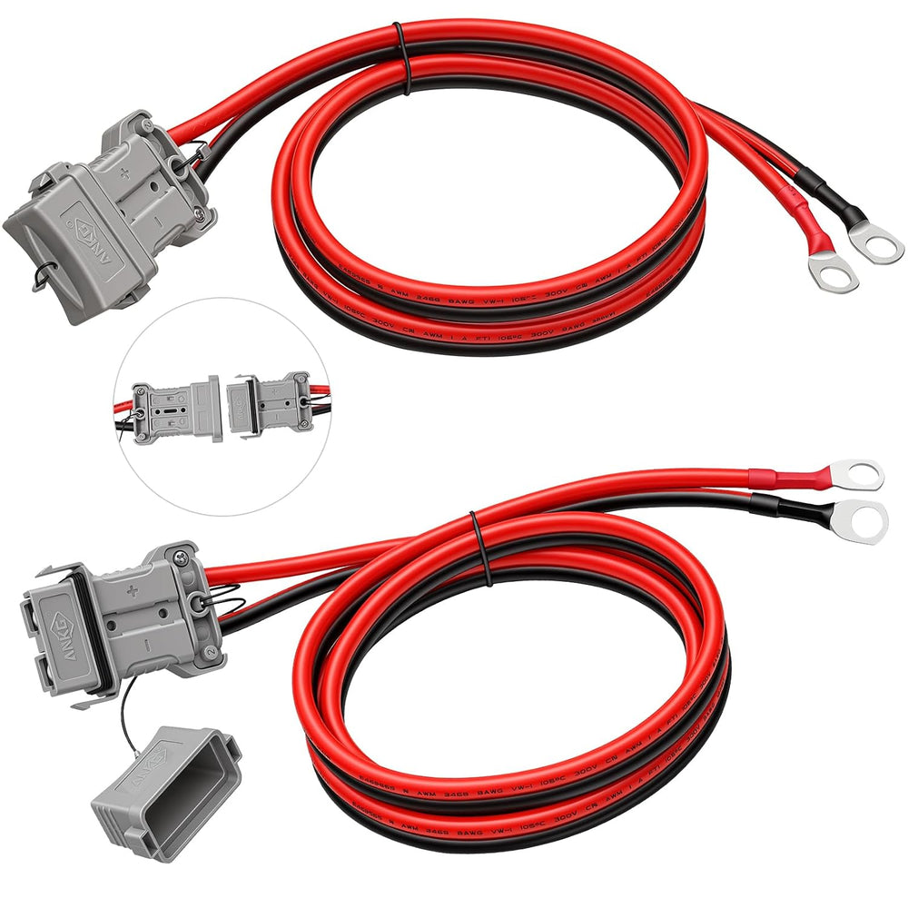 50A IP68 Waterproof Battery Quick Connect Disconnect 3.94FT 8 AWG Cable with Heavy Duty Jumper Cable Quick Plug for Winch RV Boat Marine Trailer Solar Towing System （Gray）