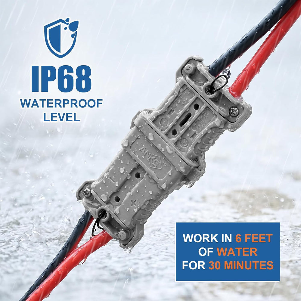 50A IP68 Waterproof Battery Quick Connect Disconnect 3.94FT 8 AWG Cable with Heavy Duty Jumper Cable Quick Plug for Winch RV Boat Marine Trailer Solar Towing System （Gray）