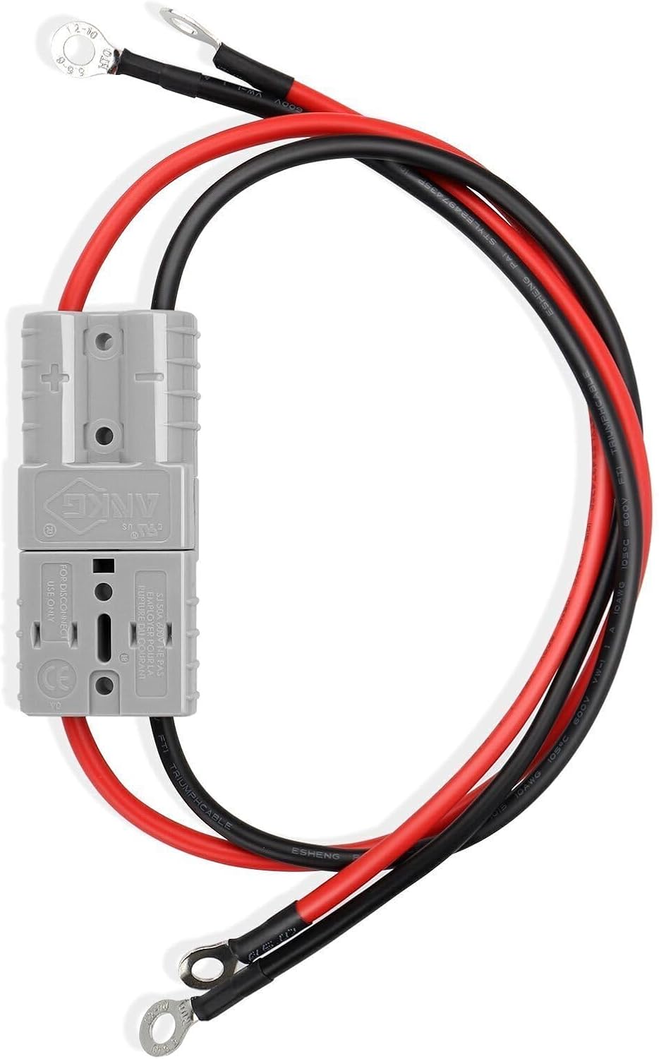 2Pcs 50Amp 8Awg Battery Quick Connect with O Ring Terminal 40cm/1ft Quick Connect Battery Connector for Carts, Sightseeing Car, Batteries, Motors,Tractors（Grey）